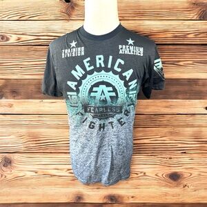 American Fighter NWOT sample SZ Med aqua Gray‎ and Black Short Sleeve Tee